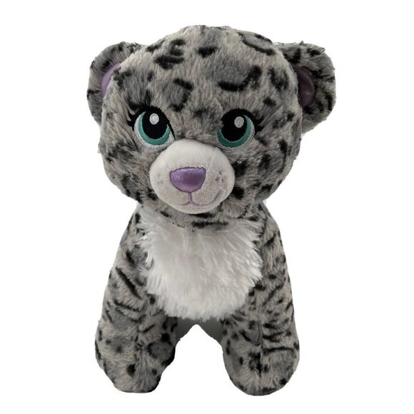 Sparkle Snow Leopard Teal Eyes Build A Bear Plush Purple Feet Spots RETIRED Rare - Picture 1 of 9